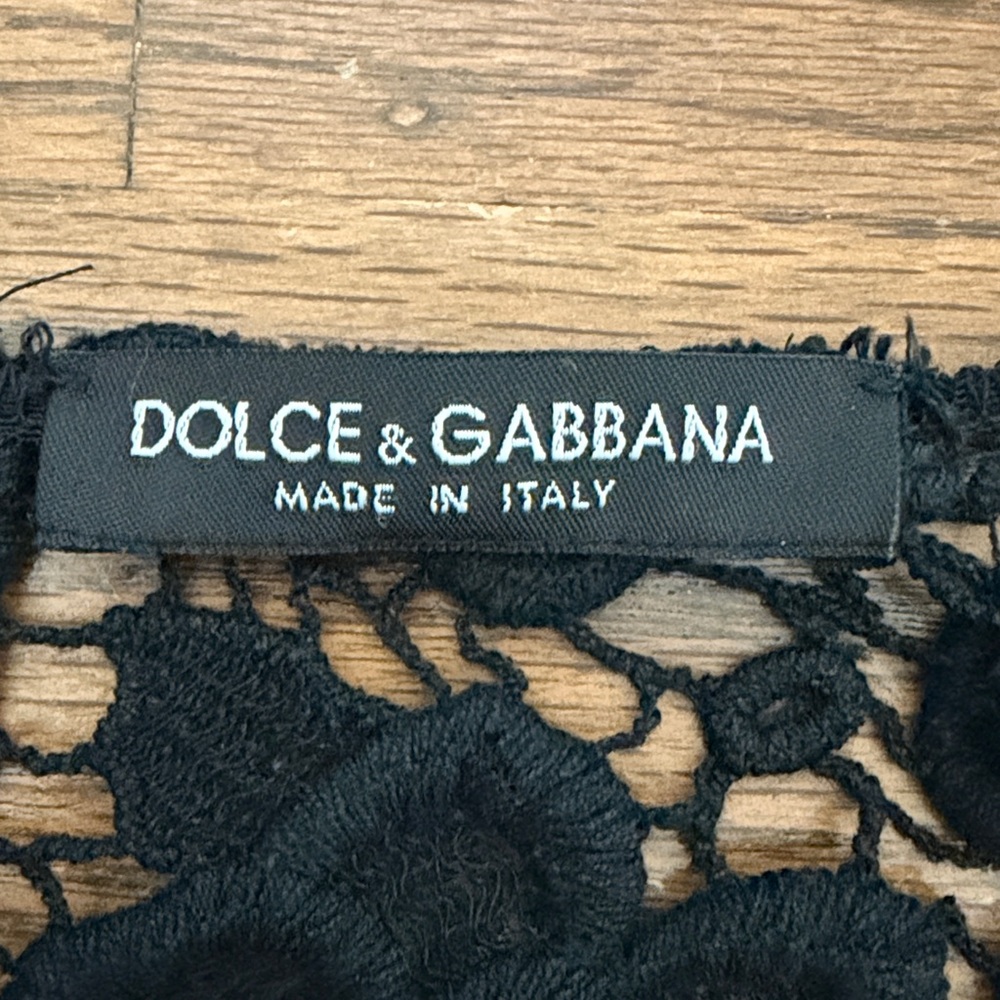 Dolce & Gabbana Black Floral Crochet Mini Dress - Picture 7 of 9